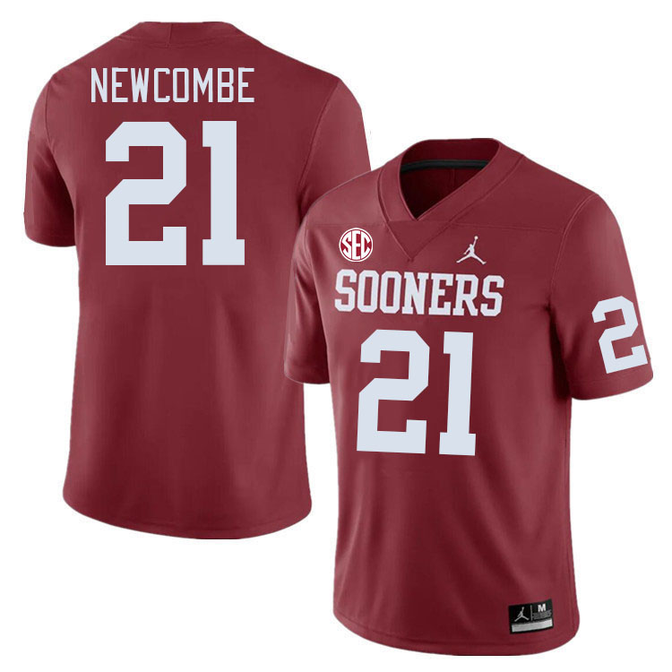 #21 Jeremiah Newcombe Oklahoma Sooners 2024 SEC Conference College Football Jerseys-Crimson